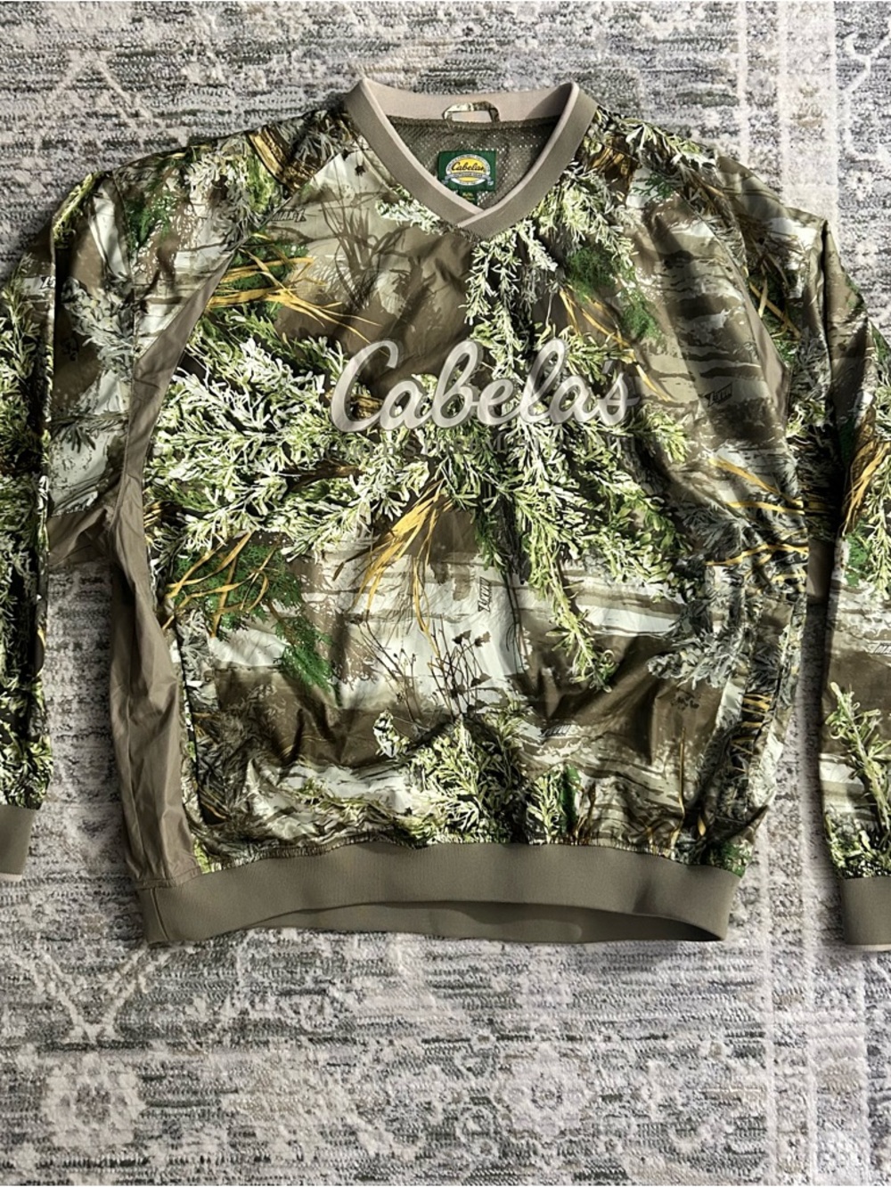 Cabela's Olive Green & Tan Camo Crewneck Sweater